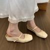 Inner Height Increase Pink Bag Head Half Slippers Female New Temperament Fairy Mary Jane Platform Single Shoes