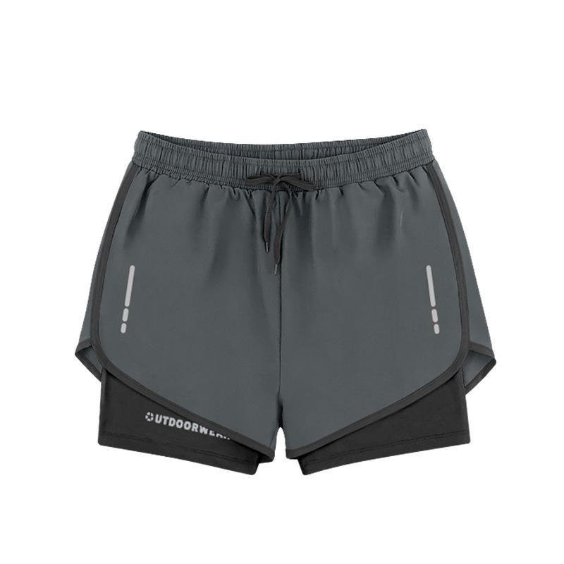 Men's Quick-Dry Swim Trunks: Running, Training, Beach, Double-Layer Anti-Embarrassment, Suitable for European and American Styles.