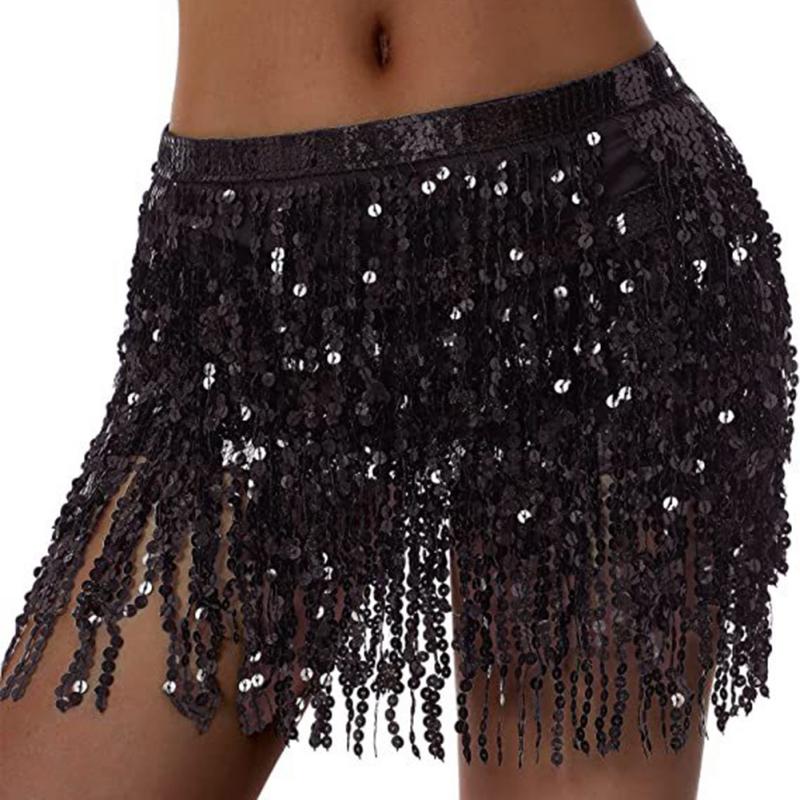 

Костюм для танца живота с пайетками и кисточками, шарф на бедра, бисер, цепочка на талию