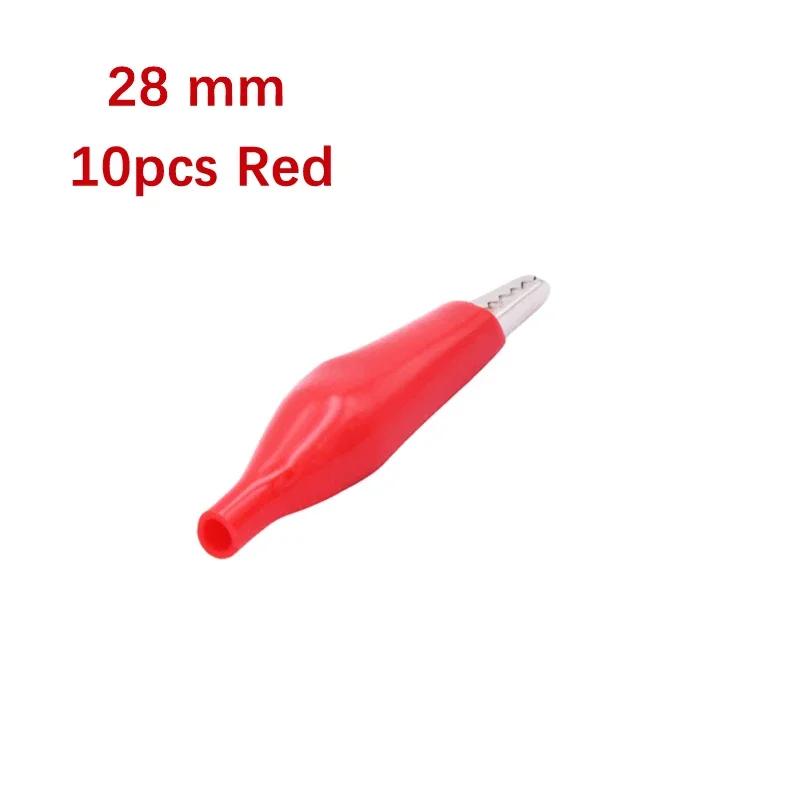 10pcs 28mm/35mm/45mm Metal Test Alligator Clips, G98 Crocodile Electrical Clamp Black Red Plastic Boot Car Battery Test Meter