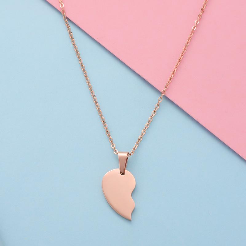 Cross-border Couple Titanium Steel Split Heart Pendant Necklace Set
