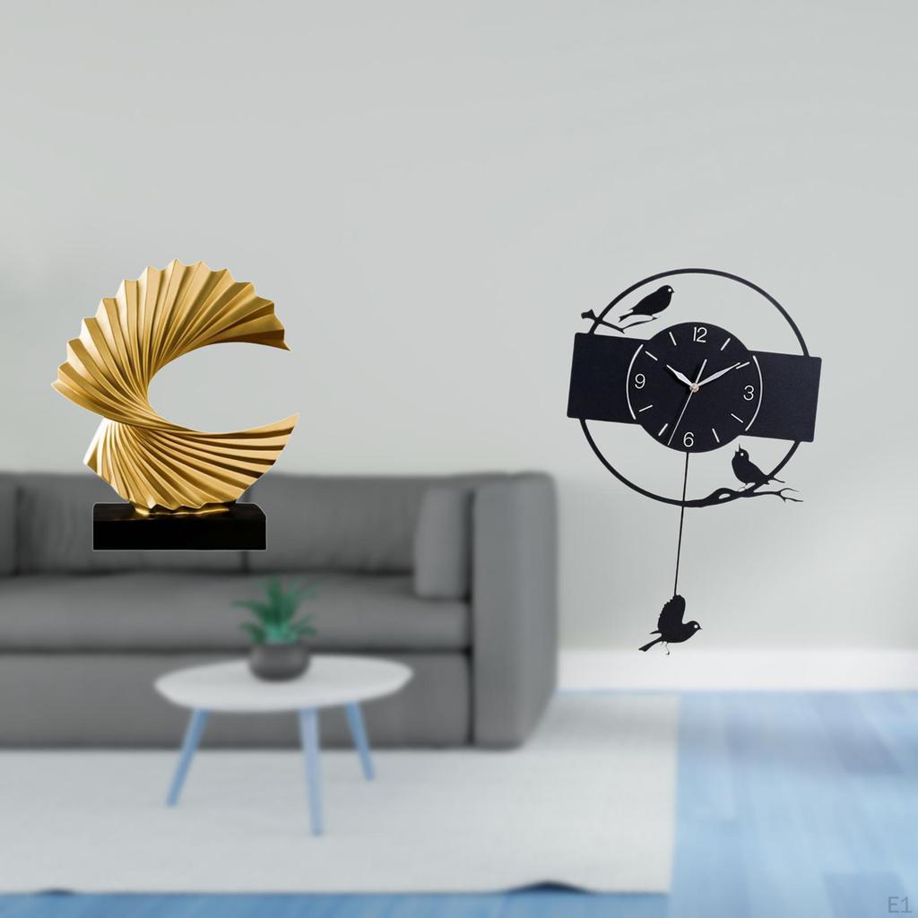 Statue Minimalist Figurine Decorative Clock Abstract Sculpture Ornament for Bedroom Living Room Home