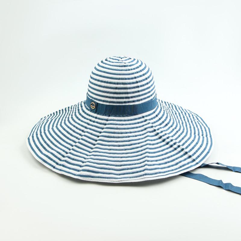 

New eaves fashion striped fisherman hat children summer seaside travel neck shade sun hat синий
