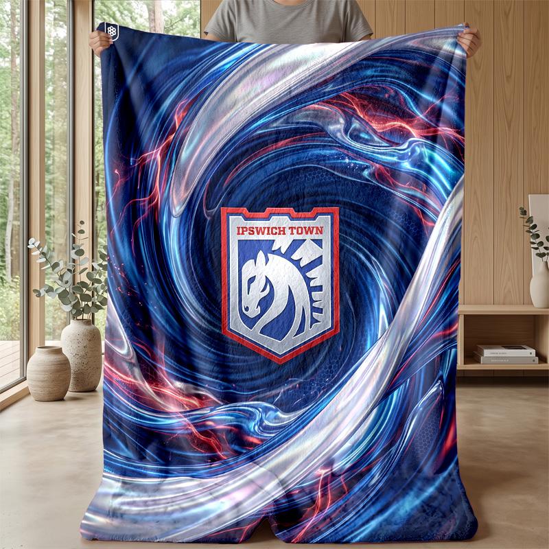 Ipswich Town Football Print Flannel Blanket, Soft Warm Lightweight Throw Blanket for Sofa Bed Camping