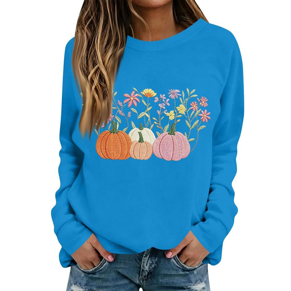 Women's Halloween Print Long Sleeve Neck Casual Top