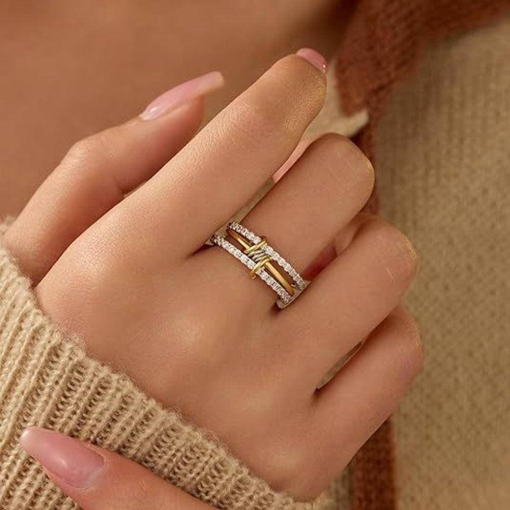 Stainless Steel Stackable Ring Full Diamond Zircon Rings for Women Fashion Gold Rings Perfect Gift