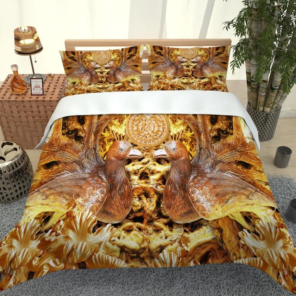 3D Angel Bedding Collection Golden Luxury Bedclothes European Pattern Duvet Cover Retro Chain Comforter Cover 3 Piece For Girls Boys
