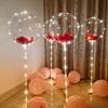 2/5-piece LED Light String Rose Petals Transparent Balloons Suitable for Valentine's Day, Birthday Parties, Marriage Proposals,