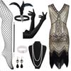 Hot Sale Vintage Sequins Tassel Dress Prom Evening Dress Accessories Set