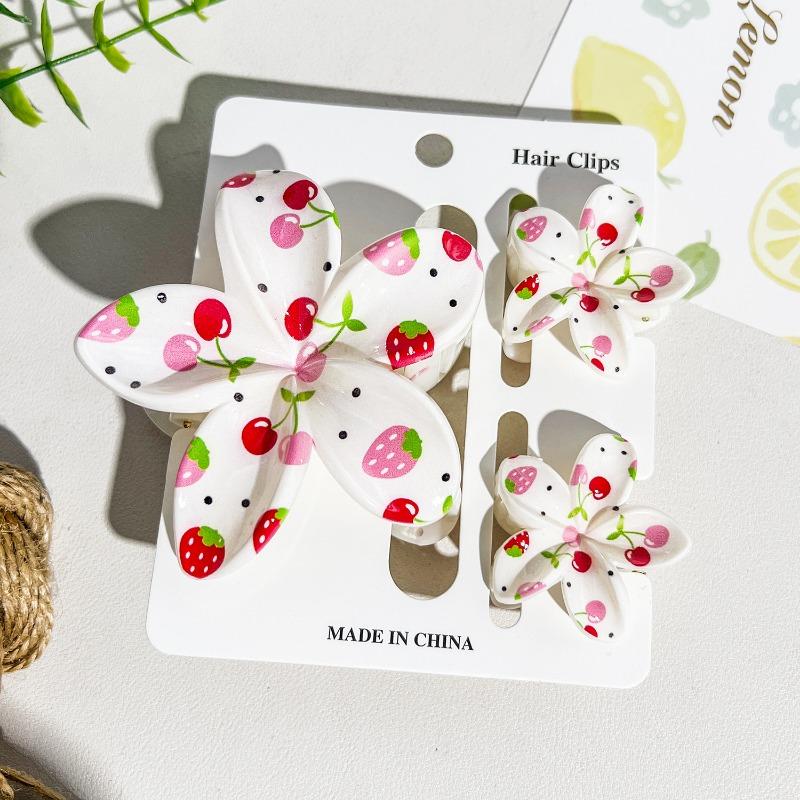 Printed Flower Clip Set High-end Seaside Vacation Flower Hair Clip Shark Clip Hair Accessory