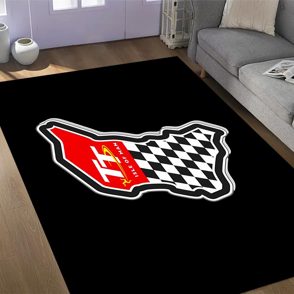 Isle Of Man Tt Course Map Themed Anti-Slip Rugs - Polyester Home Decor, Suitable for Bedrooms, Living Rooms, Doorways, Studios, and Decorations