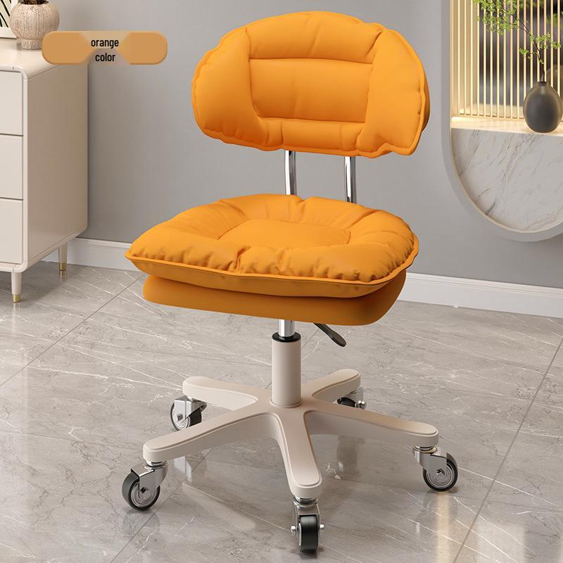 Modern Minimalist Adjustable Beauty Stool with Casters and Backrest