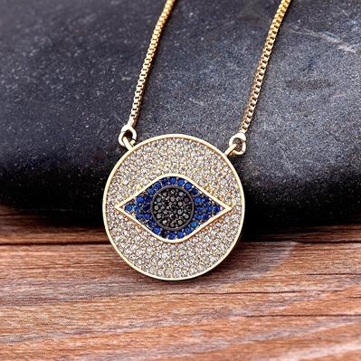 

Hot Sale Lucky Blue Evil Eye Pendant Choker Top Quality Copper Zircon Charms Necklace Party Birthday Jewelry Gift For Women Men синій