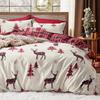 Christmas Elk Large Print Quilt Set Three-Piece Bedding Kit