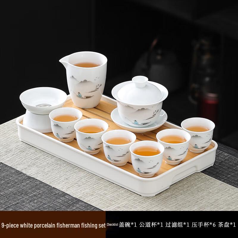 Suet Jade White Porcelain Kung Fu Tea Set