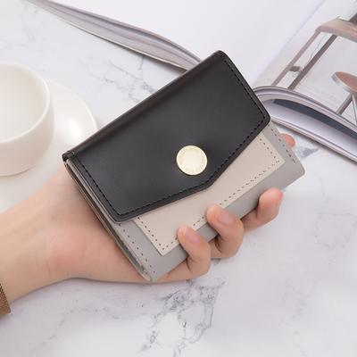 New Small Wallet Women's Fashion Simple Solid Color Student Change Bag Multi-card Three-fold Zipper Fresh Wallet