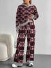 Flame splicing European and American autumn and winter casual long-sleeved suit women's hooded sweater trousers two-piece set