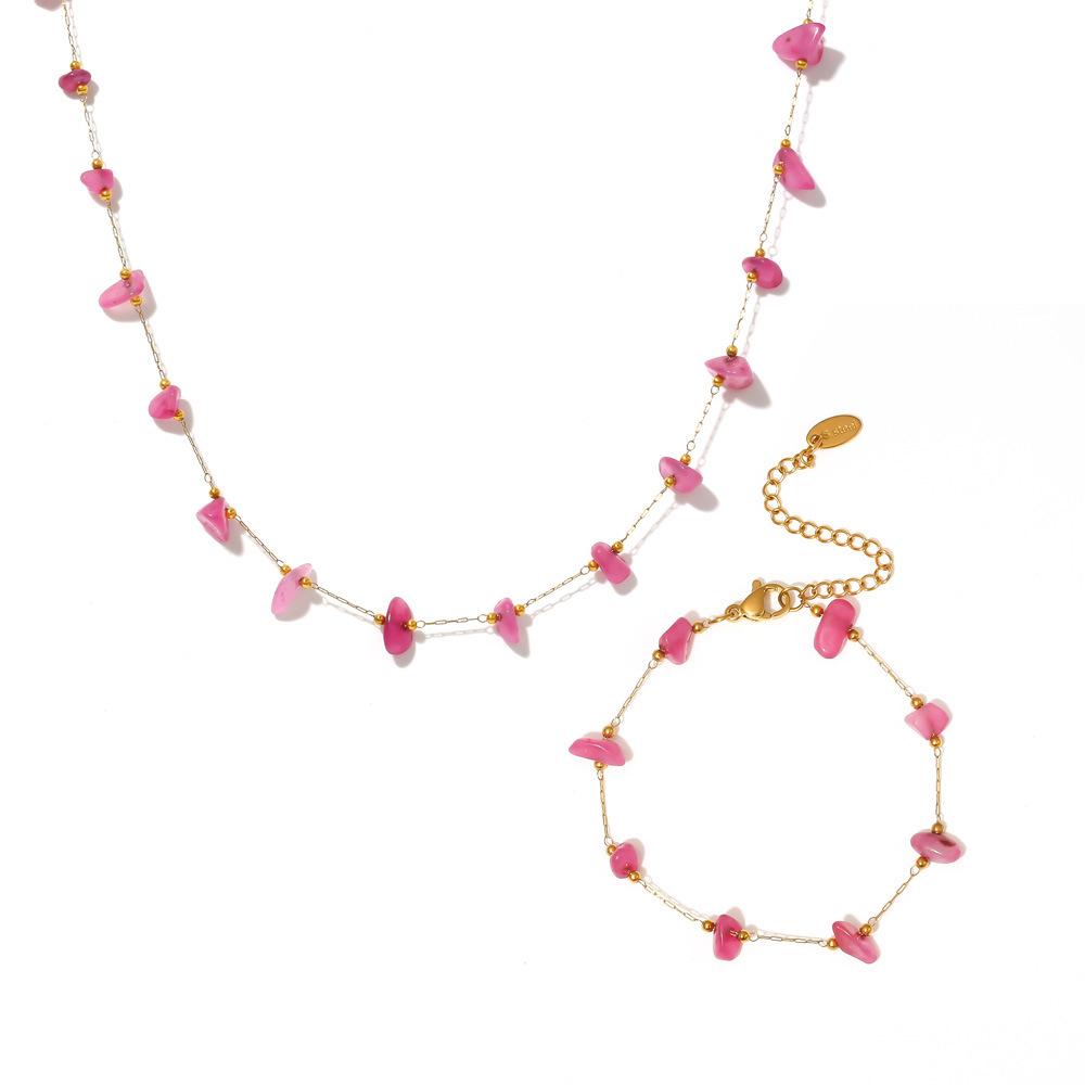Bohemian Pink Stone Luxury Choker & Bracelet Set for Women