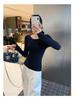 Elegant Slim Fit Long-Sleeve Round Neck T-Shirt for Women - Autumn/Winter Korean Style Base Layer