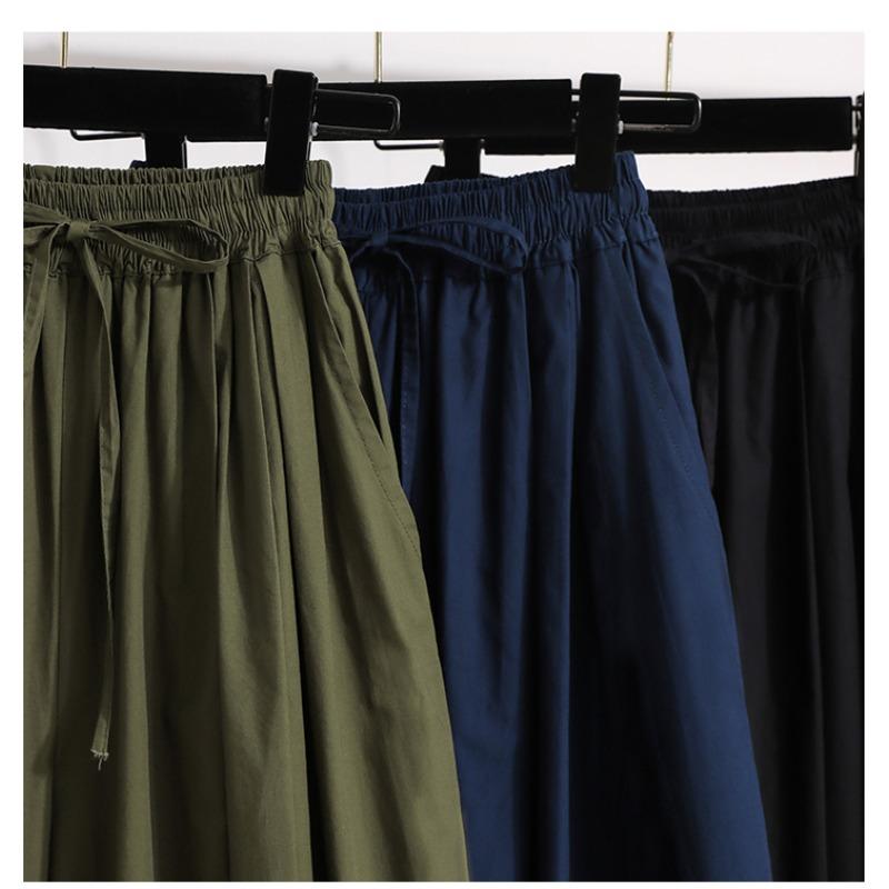 DIMANAF 2026 Summer New Plus Size Women Long Pants Clothing Loose Casual Elastic Waist Fashion Lady Bottoms
