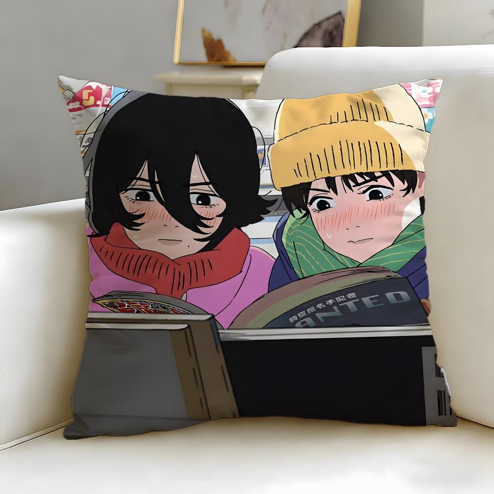 anime Look Back Cushion Cover Soft & Easy-Wash Pillow Case – Versatile for Couch, Bed, Travel and Office