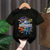 2026 Summer Pokemon Cute Starters Group Print T-Shirt, 100% Cotton Loose Oversized Couple & Family Tee for Travel Game & Sports