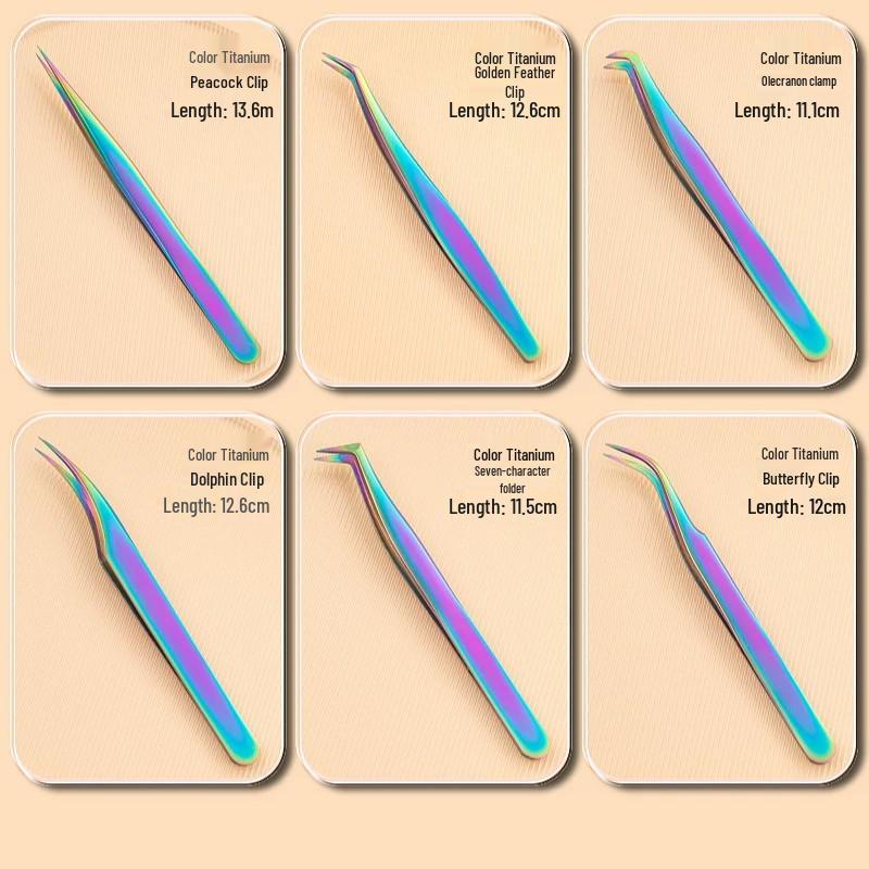Titanium Feather Eyelash Tweezers and Curler Set - Eagle Beak Design