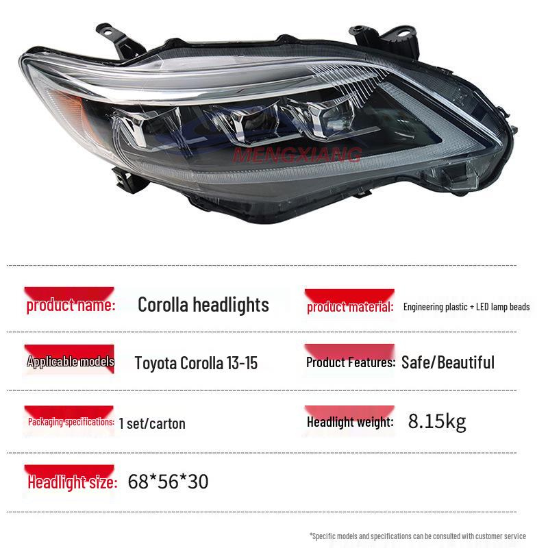 Compatible Headlight/LED Daytime Running Light for 2013-2015 US Spec Toyota Corolla