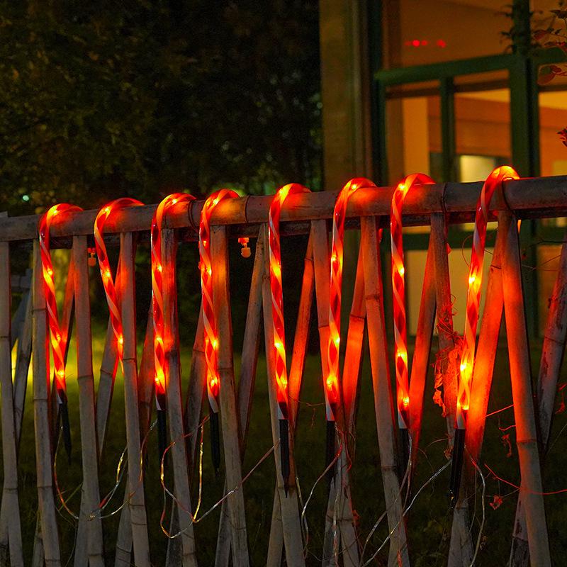 Cross-Border LED Solar Candy Cane Holiday Lights: Waterproof Outdoor Decorative Lawn Lighting
