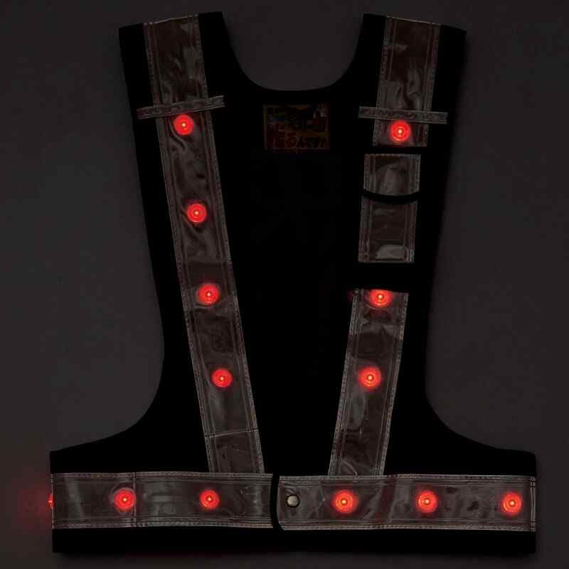 Zelená křížová multifunkční bezpečnostní vesta LED Navy reflexní jedna velikost vhodná pro většinu síťoviny 238096 modrá/červená svítivá/bílá