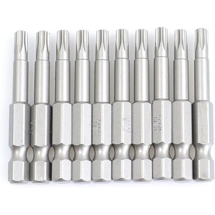50mm 10Pcs OR 13Pcs Set Security Tamper Proof Magnetic Screwdriver Drill Bit Screw Driver Bits Hex Torx Flat Head 1/4" Hand Tool Screwdriver(T30