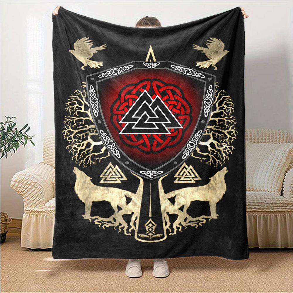 1pc Celtic Shield Throw Blanket Soft Flannel, Cozy All Season Polyester Perfect for Home, Office