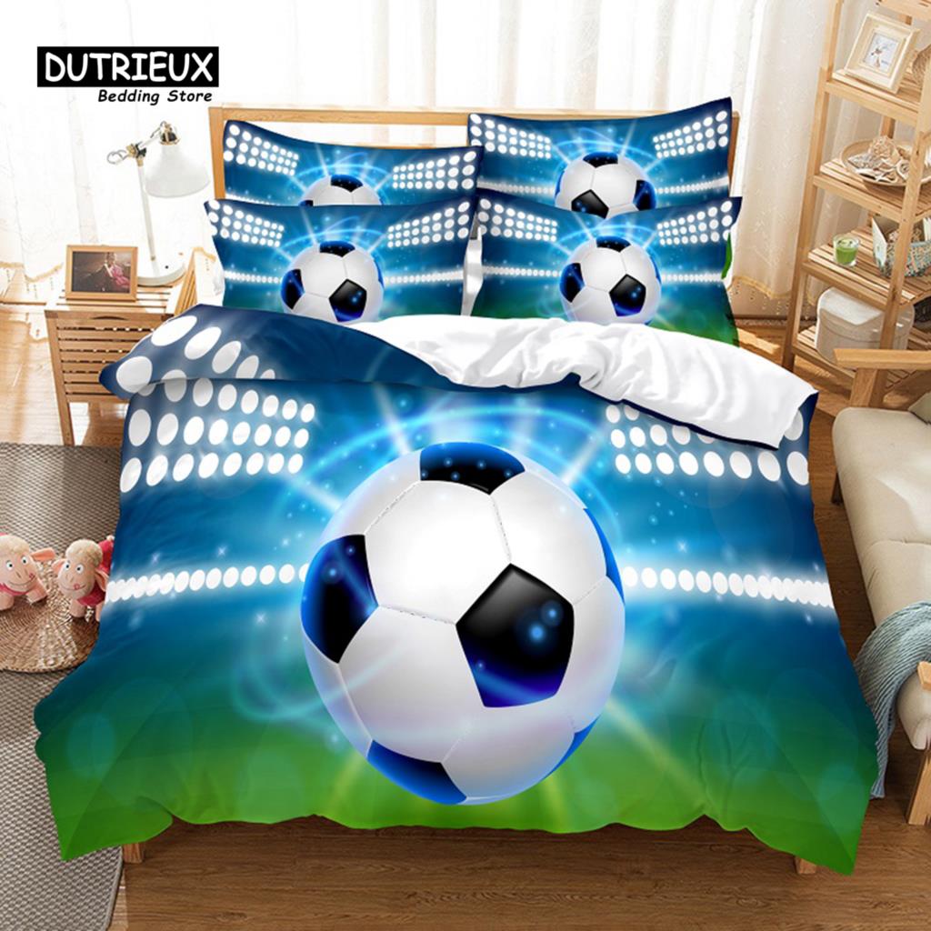 Sports Football Bedding Set, 3Pcs Duvet Cover Set, Soft Comfortable Breathable Duvet Cover, For Bedroom Guest Room Decor