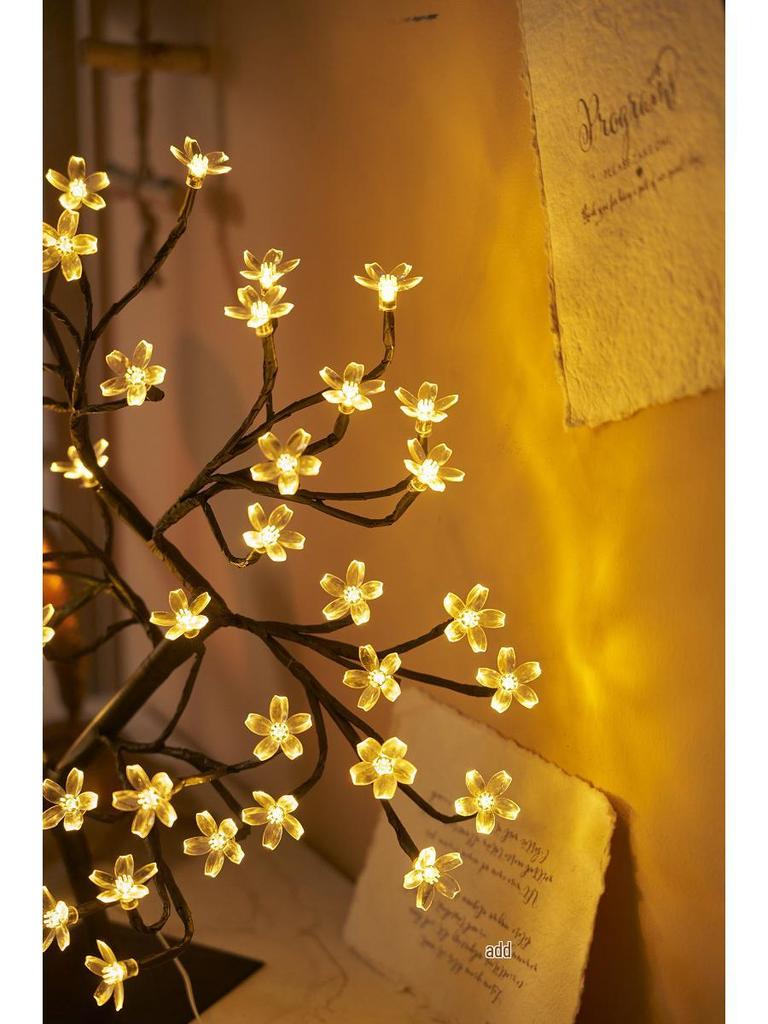 Cherry Blossom USB Table Lamp - Creative Night Light for Bedroom Decor & Atmosphere, Ideal for Sleep & Breastfeeding.