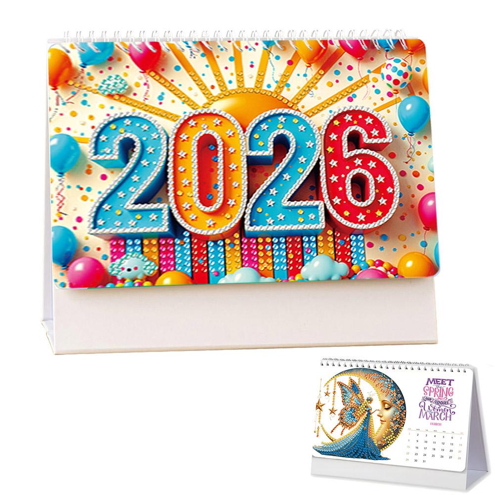 2026 Calendar Diamond Painting Calendar Set with Irregular Shaped Diamonds for Living Room Bedroom Office Desk Gift Giving