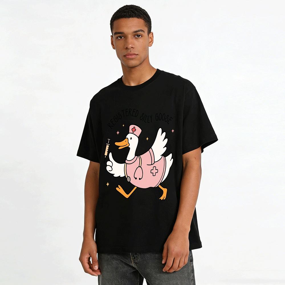 Registered Silly Goose Nurse Print Casual Top Pure cotton T-shirt