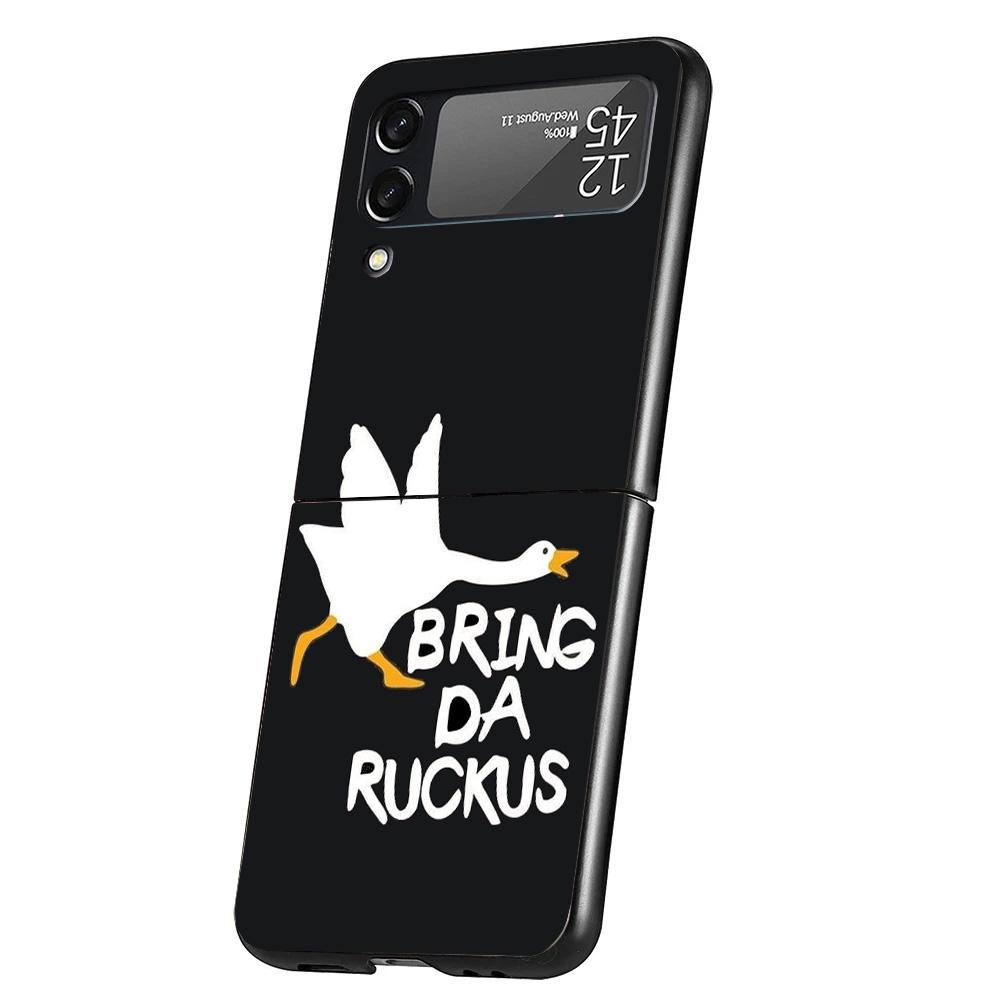 Cartoon Duck Goose Game Cover Phone Case For Samsung Galaxy Z Flip 7 6 5 4 3 5G Flip7 Flip6 Flip5 Flip4 Flip3 Black Fundas Shell