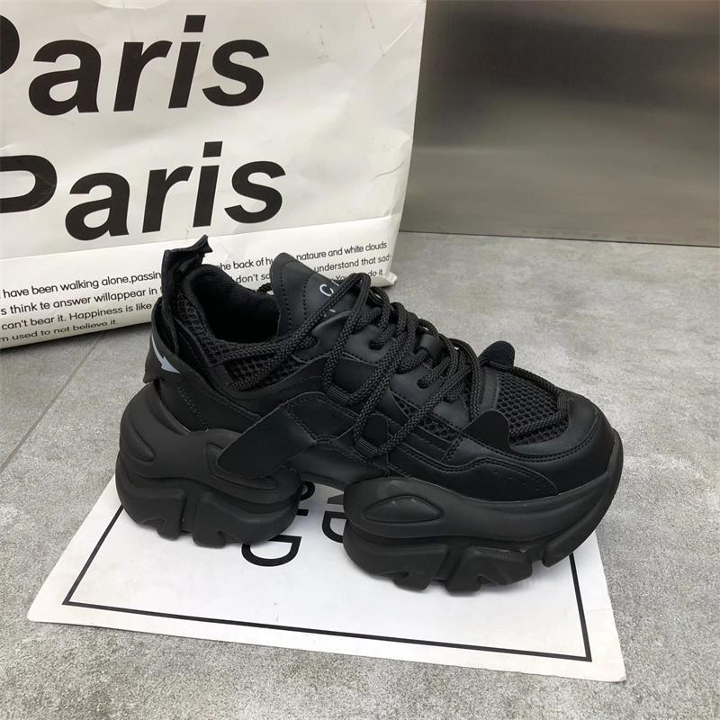 Trendy Mesh Dad Shoes for Women  Autumn New Style Thick Sole Height Increasing Versatile Casual Sports Vulcanized Shoes