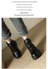 Autumn/Winter Thick-Soled Hidden Heel 8cm Side Zipper Versatile Women's Leather Martin Boots