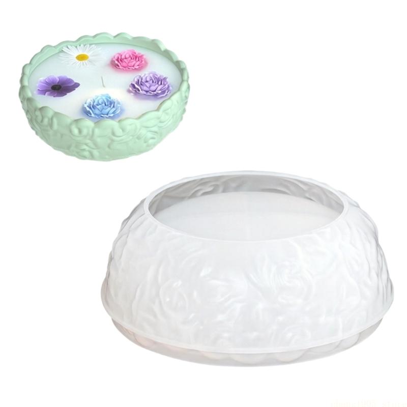 QX2E Floral Silicone Molds For Making Soap Decorative Bowl Gypsum Ornaments