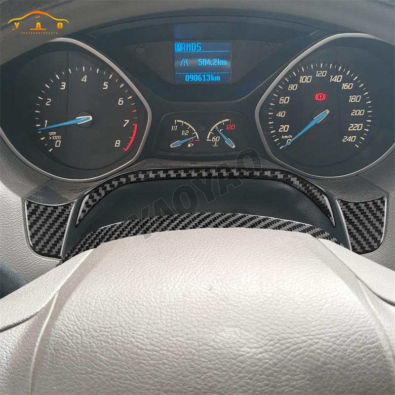 Carbon Fiber For Ford Focus Mk3 2012-2014 Car Speedmeter Frame Panel Cover Trim Sticker Interior Accessories