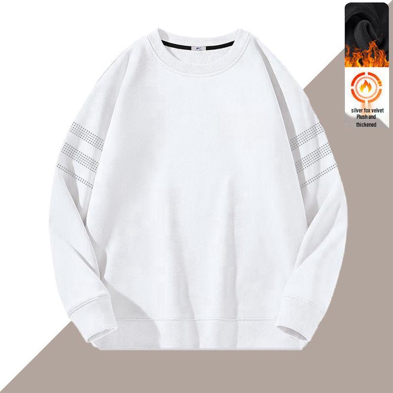 Men's 2025 Plush Lined Round Neck Pullover, Loose Fit Autumn/Winter Long Sleeve Jacket