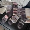 2 Pairs of Mid-calf Socks - Women's Fall/winter Imitation Cashmere Socks - Women's Striped Fashionable Embroidered Sausage Dog Pile Socks - Long Socks
