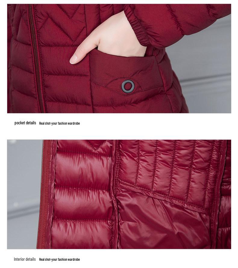 Women's Slim-Fit Lightweight Cotton Jacket - Trendy Winter Coat with Three-Dimensional Decoration for Middle-Aged Moms (2024)