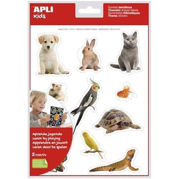 Gommettes - APLI KIDS - Animaux De Compagnie - Adhésif Amovible - 2 Feuilles - 22 Gommettes
