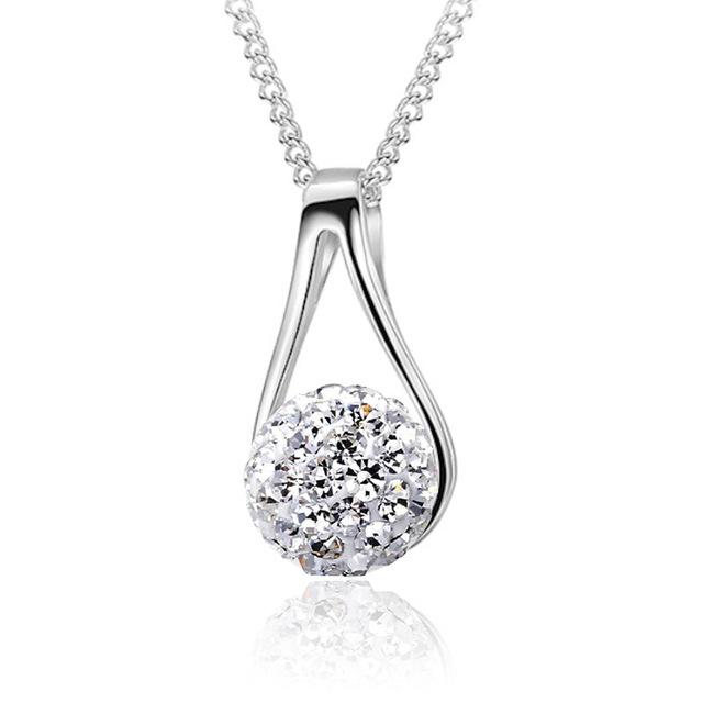 925 Sterling Silver New Woman Fashion Jewelry High Quality Crystal Zircon Pearl Agate Pendant Necklace Length 45CM