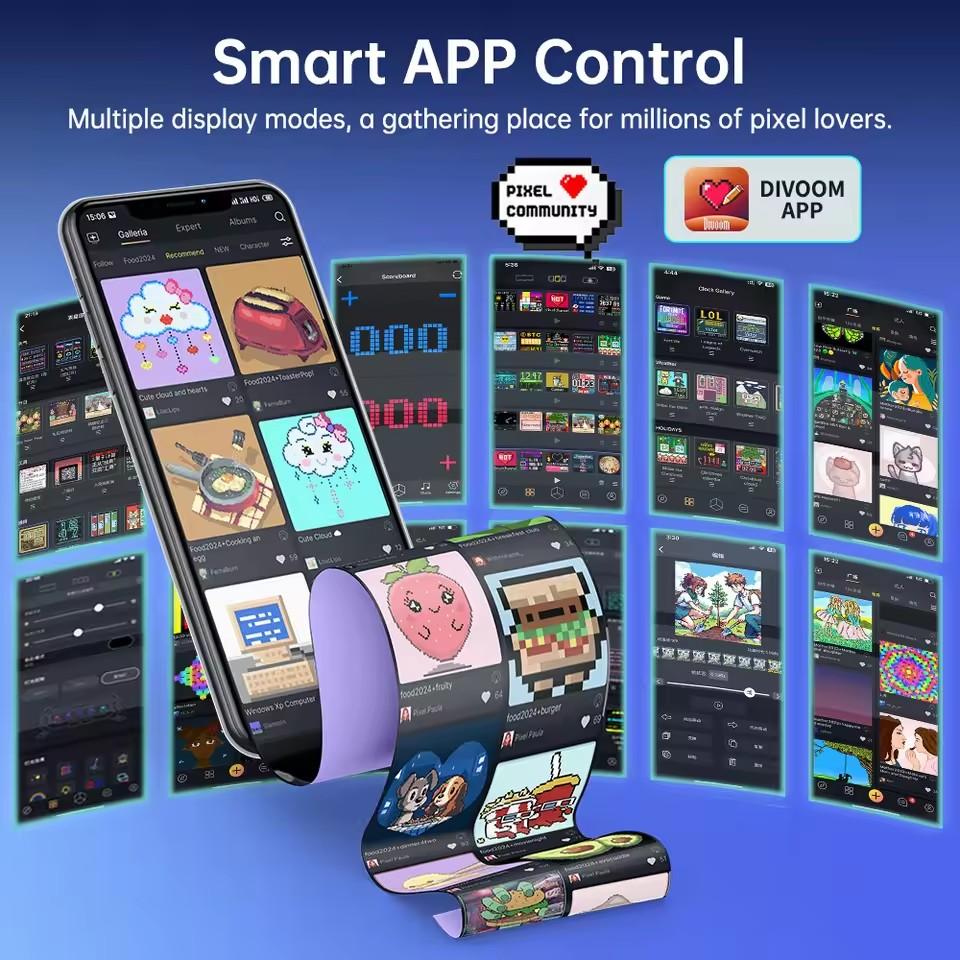 Konfiguracja Pokoju Gracza Zegar Cyfrowy ze Sterowaniem Smart APP, Połączenie WiFi, Wyświetlacz LED RGB, Wystrój Biura Cyberpunk