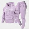 2026 New Arrival Men's Letter Print Hoodie & Pants Set - European and American Style, Hot Selling Two-Piece Outfit