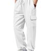 Men Linen Jogger Pants Relaxed Fit Outdoor Cargo Trousers Elastic Waist Drawstring Cuffed Hem Lightweight Casual Bottoms