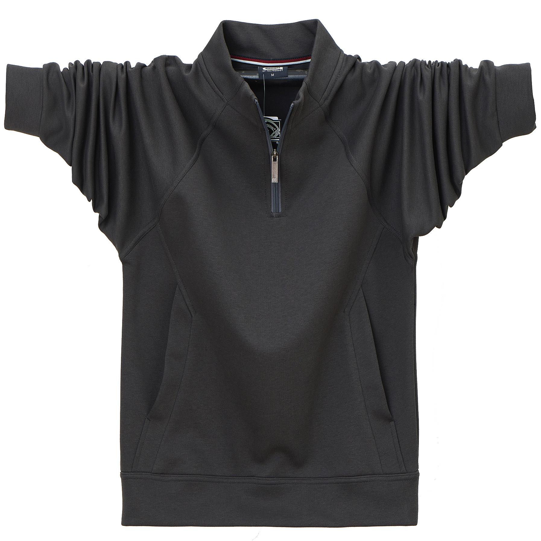 

Корейская версия новой мужской теплой повседневной спортивной футболки с отложным воротником на молнии, свободного кроя, с легкой мягкой дышащей хлопковой тканью, устойчивой к сминанию, и карманами 6XL